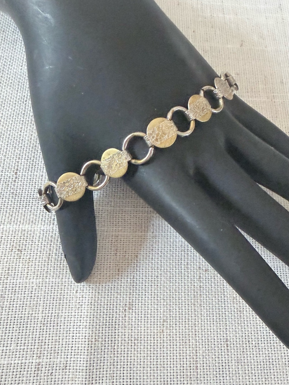 Gold and Silver Tone Disc Link Bracelet - Women Jewelry